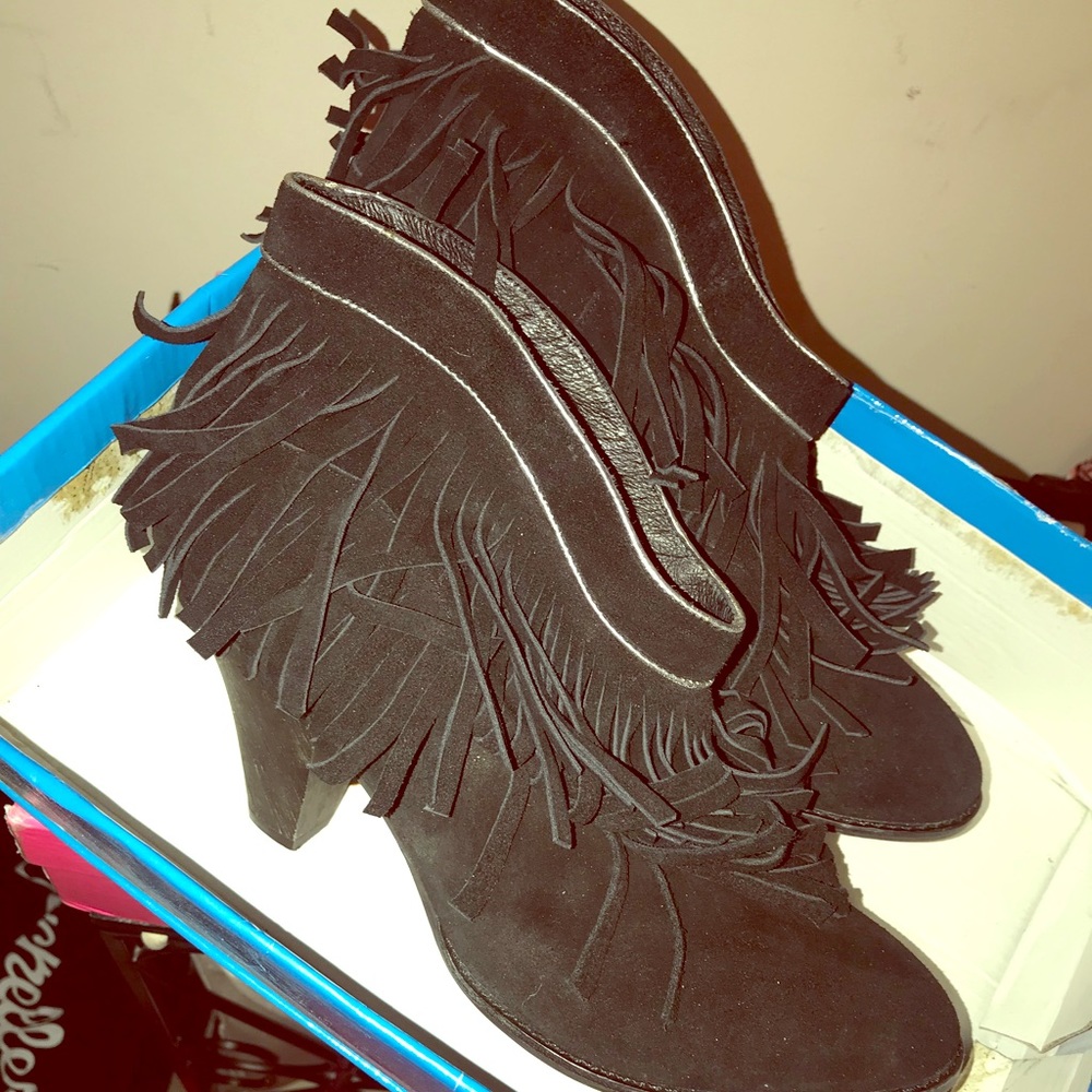 Jeffery Campbell suede fringe booties